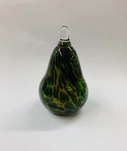 Glass And Crystal: Hand blown Art glass pear paperweight
