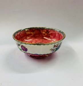 Chinaware: Maling pink thumbprint pattern bowl