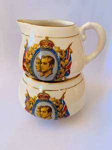Lancaster Ware Queen Elizabeth and George VI Milk jug and Sugar bowl