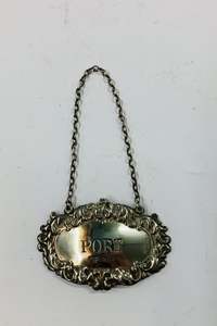 Brass And Metalware: Sterling Silver Port Decanter label