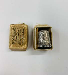 Brass And Metalware: Sterling silver thimble in original box