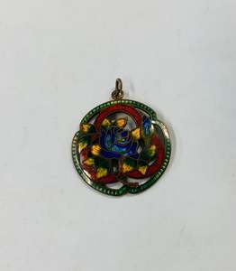 Antique enamel floral pendant