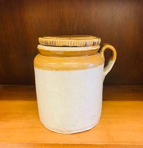 Antique 1/4 Gallon stone jar with screw on lid