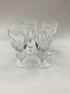Set 4 Waterford small port glasses Kathleen pattern