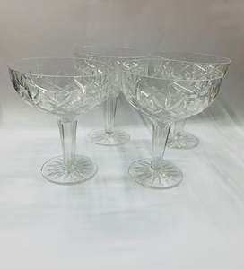 Glass And Crystal: Set of 4 crystal hollow stem champagne glasses