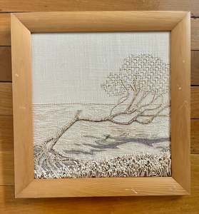 Clocks Mirrors And Frames: Vintage Pohutakawa Tree 3D Embroidery