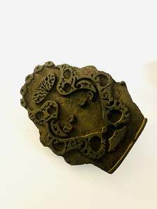 Home Decor: Antique Dark Wooden Printing Block