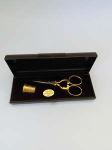 Home Decor: Solingen gold plated scissors and thimble