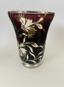 Vases: Large Purple Venetian glass and silver overlay vase