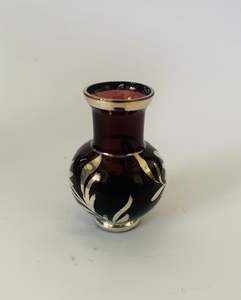 Purple Venetian glass and silver overlay vase