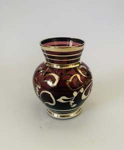 Purple Venetian glass and silver overlay vase