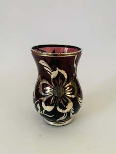 Purple Venetian glass and silver overlay vase