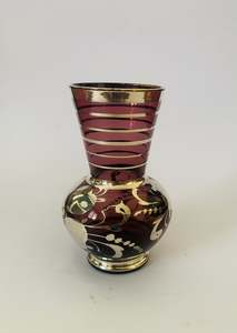 Purple Venetian glass and silver overlay vase