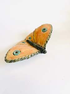 Pottery Butterfly Orange Wings with Blue Spots