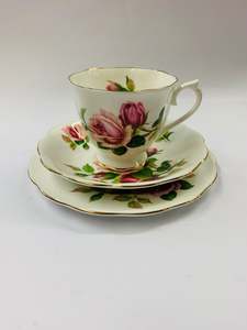 Cups And Saucers: Royal Albert Anniversary Rose trio
