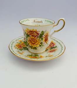 Cups And Saucers: Queens China Chrysanthemum November cup and saucer