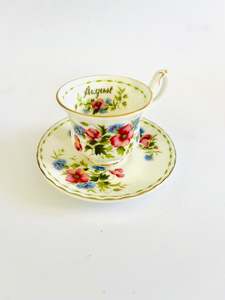 Cups And Saucers: Miniature Royal Albert Cup and Saucer poppy 'August'
