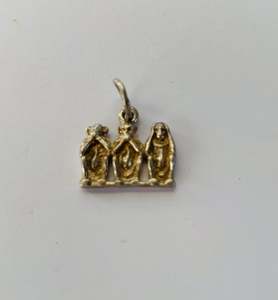 Sterling Silver hear no evil, speak no evil,see no evil Monkey Charm