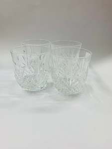 Glass Sets: Set 4 large cut crystal whisky tumblers