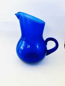 Decanter And Jugs: Blue Sloped Glass Jug
