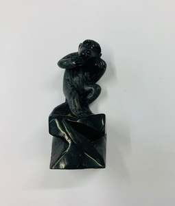 Figurines And Ornaments: Black Onyx stone monkey