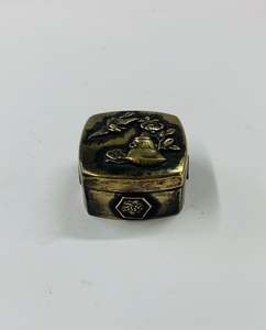 Antique brass pill box