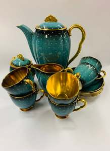 Carlton ware Bleu Royale polka dot tea set