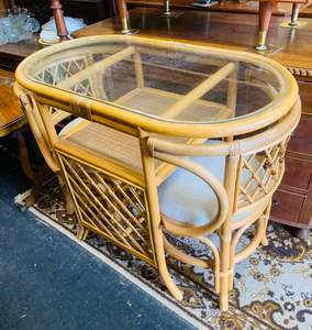 2 seat cane table and chairs