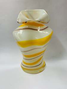 Glass And Crystal: Hand blown Art glass vase in the shape of a women’s bust