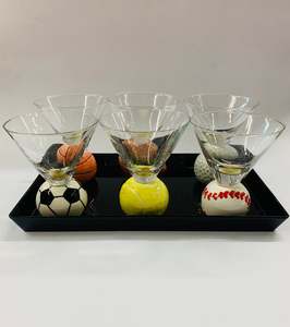 Set of 6 sports code martini glasses