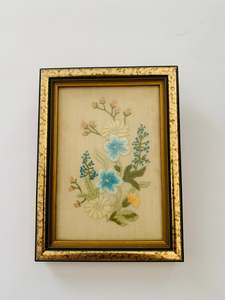 Clocks Mirrors And Frames: Antique floral embroidery picture