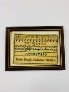Clocks Mirrors And Frames: Small Antique Sampler 1860