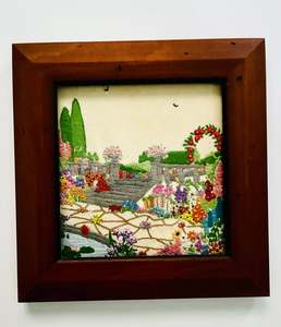 Clocks Mirrors And Frames: Framed Embroidered Grand Garden with Stairs