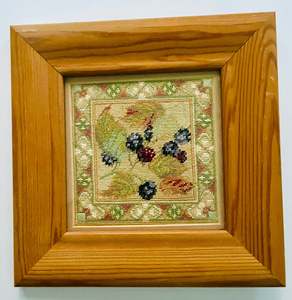 Clocks Mirrors And Frames: Framed Embroidered Black Berries and Raspberries