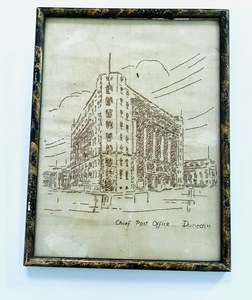 Clocks Mirrors And Frames: Framed Embroidery "Chief Post Office Dunedin"