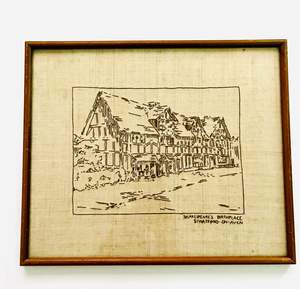 Clocks Mirrors And Frames: Framed Embroidery "Shakespeare Birthplace Stratford on Avon"