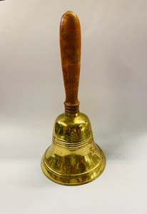 Brass And Metalware: Large antique solid brass school bell