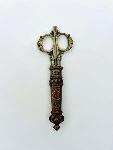 Brass And Metalware: Victorian Embroidery Scissors with Sheath