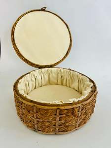 Home Decor: Woven Ratan Round Sewing Box