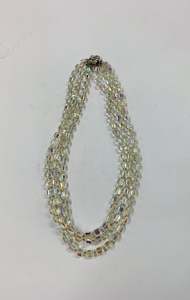 Vintage triple strand crystal necklace.