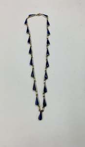 Sterling silver and lapis antique necklace