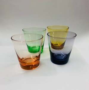 Set 4 retro multi coloured glass tumblers