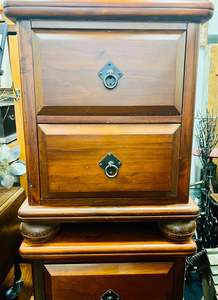 Set of Two Solid Stained Pine Bedside Tables