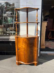 Corner Flame Mahogany Shelving Cabinet