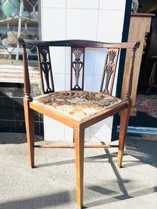 Victorian Corner Chair with Velvet Seat