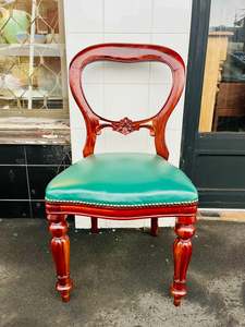 Green Leather Balloon Back Chair Chair