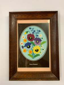 Antique Pansy Bouquet fabric art