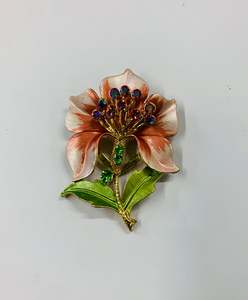 Vintage enamel floral scarf clip