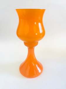 Orange Wine Glass Shaped Vase with White inside