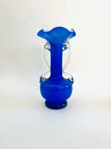Colbalt Blue Double Handled Vase